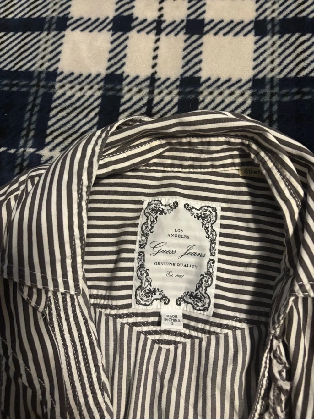 Guess Striped Button-Up Shirt in Black and White - Picture 2 of 2